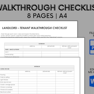 Walkthrough Inspection Checklist | Tenant Move In | Tenant Move Out | Inspection Checklist | Tenant Checklist | Landlord Tenant Checklist