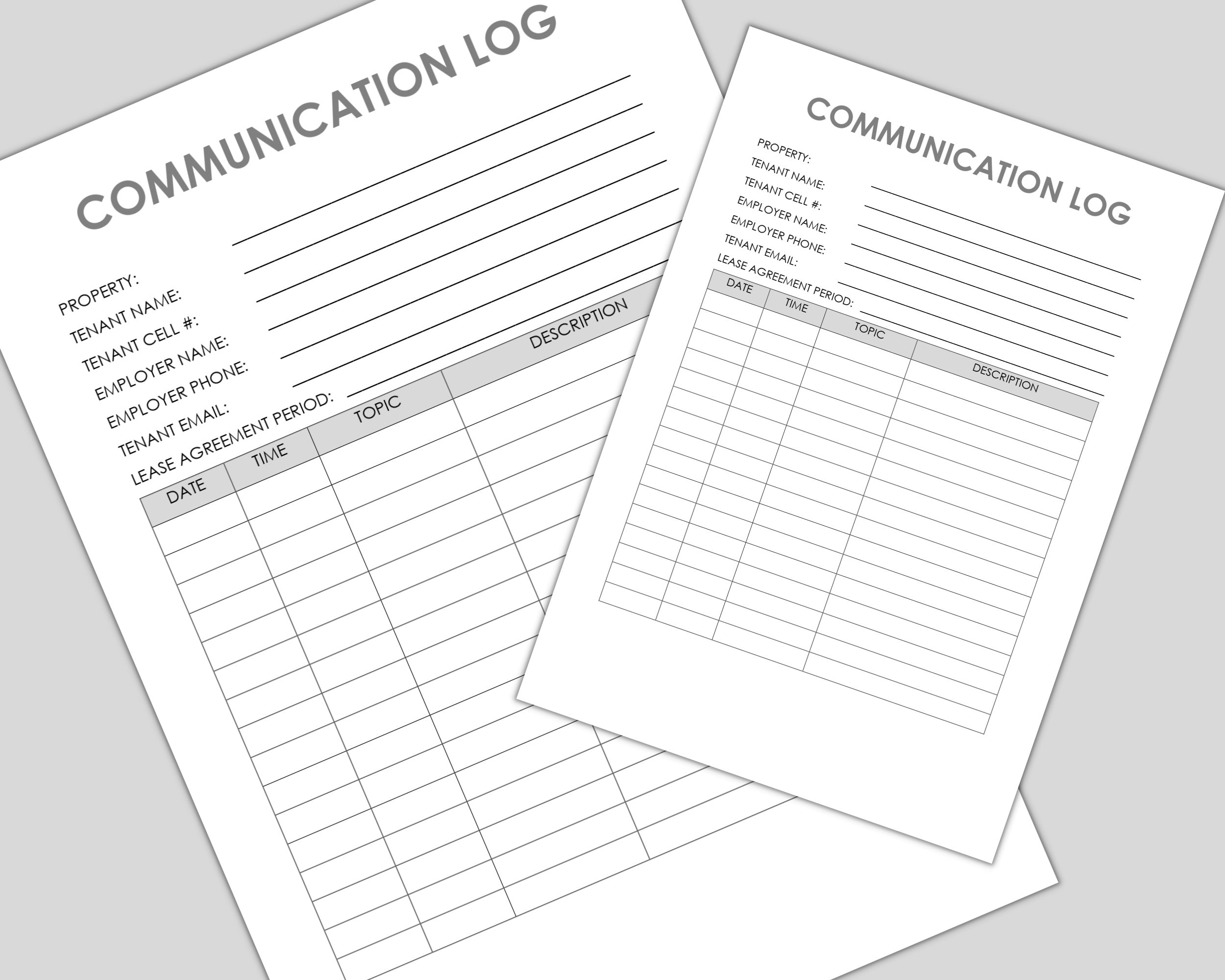 Record of Communication Log - MS Word Editable Template - Etsy