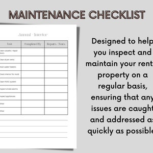 Landlord Rental Property Maintenance Checklist Inspection Checklist
