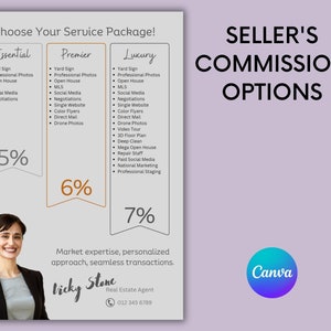 Seller Commission Options Sheet - Value Proposition Realtor Listing Presentation Marketing