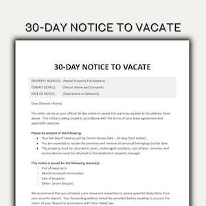 30-Day Notice to Vacate – Editable Landlord Template
