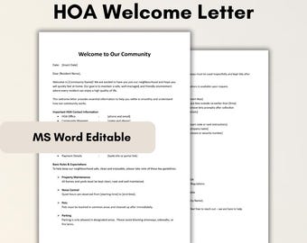 Modèle de lettre de bienvenue HOA - MS Word modifiable