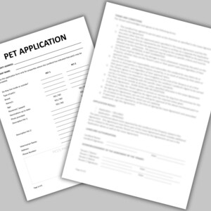 Pet Rental Application & Agreement: Fillable PDF, Editable MS Word - Etsy