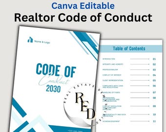 Real Estate Agent Code of Conduct Manual: Editable Canva Template (PDF)