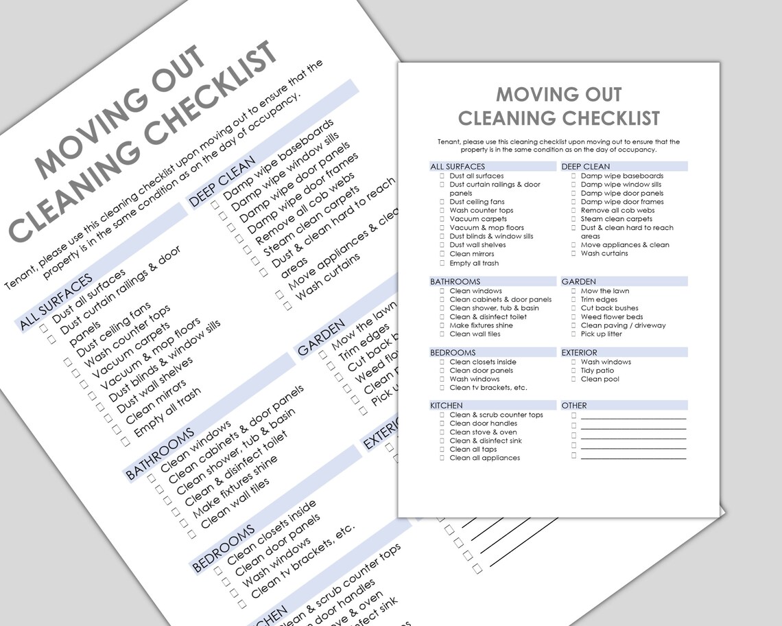 Tenant Cleaning Checklist Tenant Moving Out Cleaning Edit in MS Word