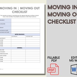 Landlord Checklist | Walkthrough Inspection | Tenant Move In | Tenant Move Out | Inspection Checklist | Tenant Checklist | Fillable Template