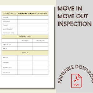Landlord Checklist | Walkthrough Inspection | Tenant Move In | Tenant Move Out | Inspection Checklist | Tenant Checklist