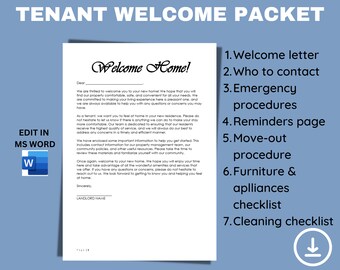 Real Estate Tenant Welcome Packet | Editable Move-Out Procedures, Inventory (Digital Download)