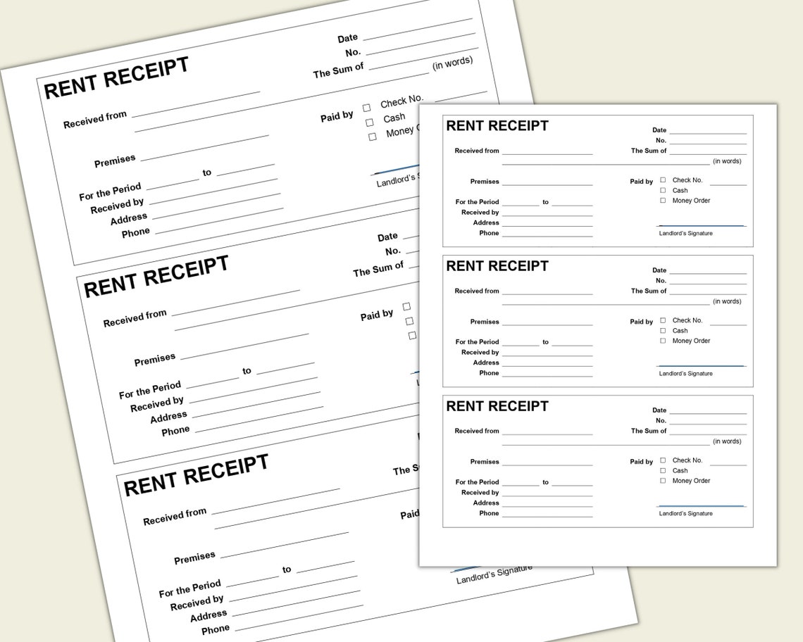 Landlord rent receipt tenant receipt rent payment receipt ms word