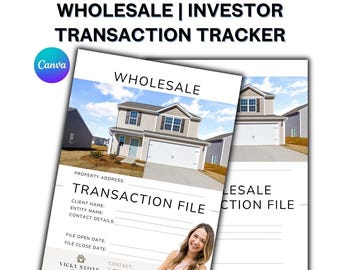 Wholesale Real Estate Transaction Tracker File - Canva Editable Investor Spreadsheet Template