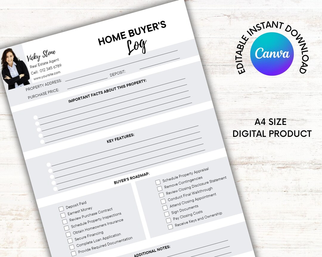 Buy Home Buyer's Log Buyer's Roadmap Real Estate Journey Tracker