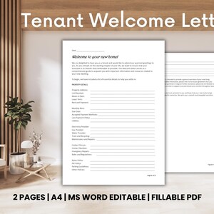 Carta de bienvenida para inquilinos de bienes raíces / Editar en Word / Carta de bienvenida / Información del propietario para inquilino / Información del propietario / Guía para inquilinos / Alquiler