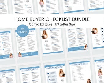 Home Buyer Checklist Bundle, Real Estate Marketing, Canva Editable Template