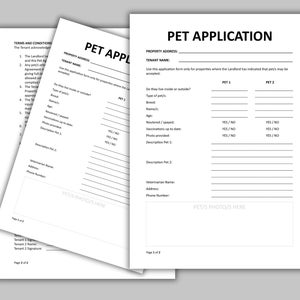 Pet Rental Application & Agreement: Fillable PDF, Editable MS Word - Etsy