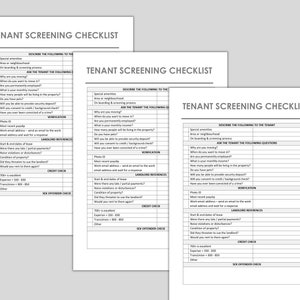 Tenant Screening Checklist | Landlord Screening Checklist | Landlord Form | Tenant Application ...