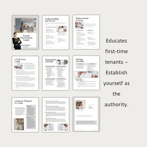 Puede incluir: Una gu&iacute;a para inquilinos que se preparan para alquilar una propiedad. La gu&iacute;a incluye secciones sobre la comprensi&oacute;n del proceso, los requisitos para alquilar, la puntuaci&oacute;n de cr&eacute;dito, la lista de verificaci&oacute;n de preparaci&oacute;n, la lista de verificaci&oacute;n de mudanza y los errores comunes que se deben evitar. La gu&iacute;a est&aacute; dise&ntilde;ada para educar a los inquilinos primerizos y establecer al autor como una autoridad.
