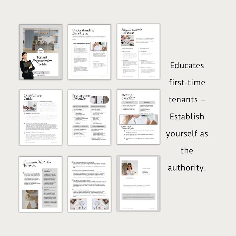 Puede incluir: Una gu&iacute;a para inquilinos que se preparan para alquilar una propiedad. La gu&iacute;a incluye secciones sobre la comprensi&oacute;n del proceso, los requisitos para alquilar, la puntuaci&oacute;n de cr&eacute;dito, la lista de verificaci&oacute;n de preparaci&oacute;n, la lista de verificaci&oacute;n de mudanza y los errores comunes que se deben evitar. La gu&iacute;a est&aacute; dise&ntilde;ada para educar a los inquilinos primerizos y establecer al autor como una autoridad.