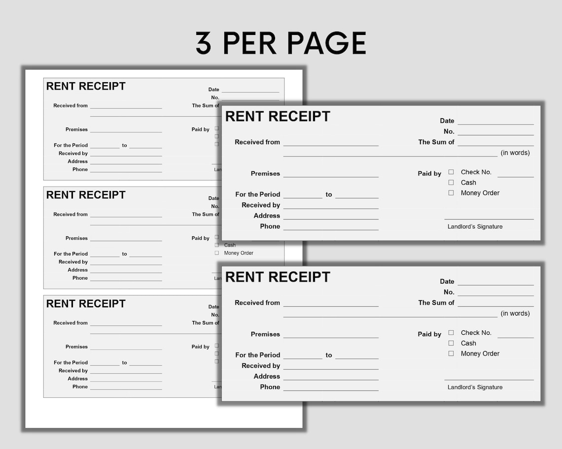 Landlord Rent Receipt Tenant Receipt Rent Payment Receipt MS Word
