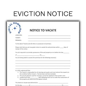 Plantilla de aviso de desalojo / Aviso de desalojo editable en MS Word / Carta de aviso de desalojo / Aviso de desalojo del inquilino / Aviso de desalojo del propietario