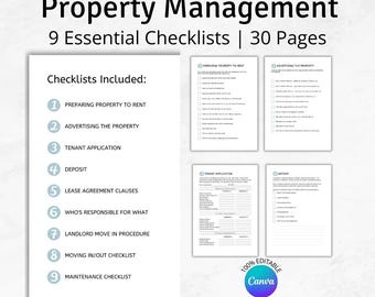 Landlord or Property Manager Essential Checklist Bundle - Editable Canva Template
