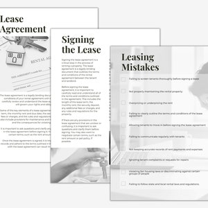 May include: A black and white infographic with the title "Leasing Mistakes" and a checklist of common mistakes landlords make when renting out property. The checklist includes items such as failing to screen tenants thoroughly, not properly maintaining the rental property, and failing to communicate regularly with tenants.