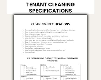 Tenant Moving-Out Cleaning Specifications Checklist – Editable Landlord Template