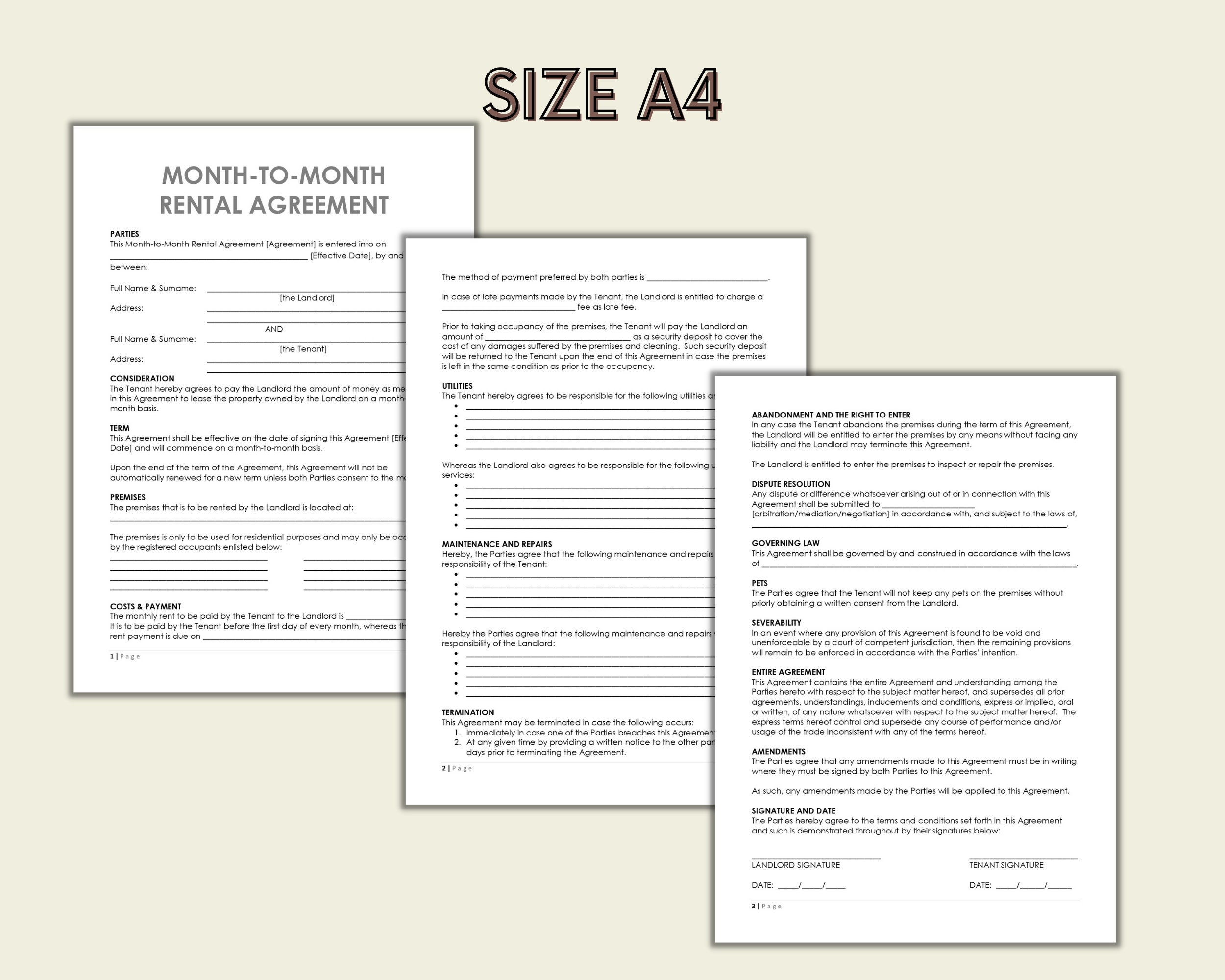Month-to-month Rental Agreement | Monthly Lease Agreement | Rent Room ...