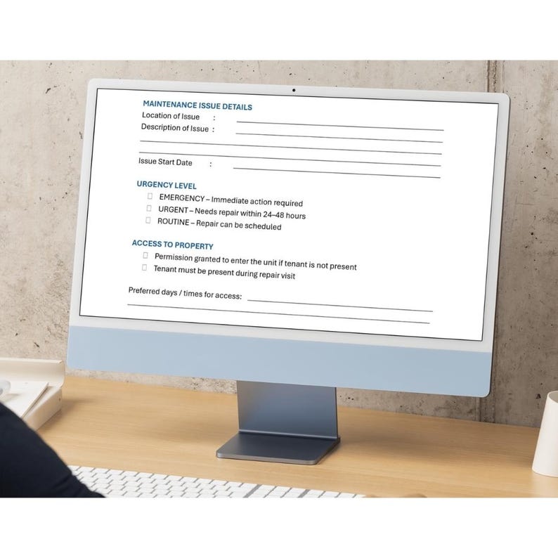 Editable Maintenance Request Form, Tenant Repair Log [MS Word & PDF] - Etsy
