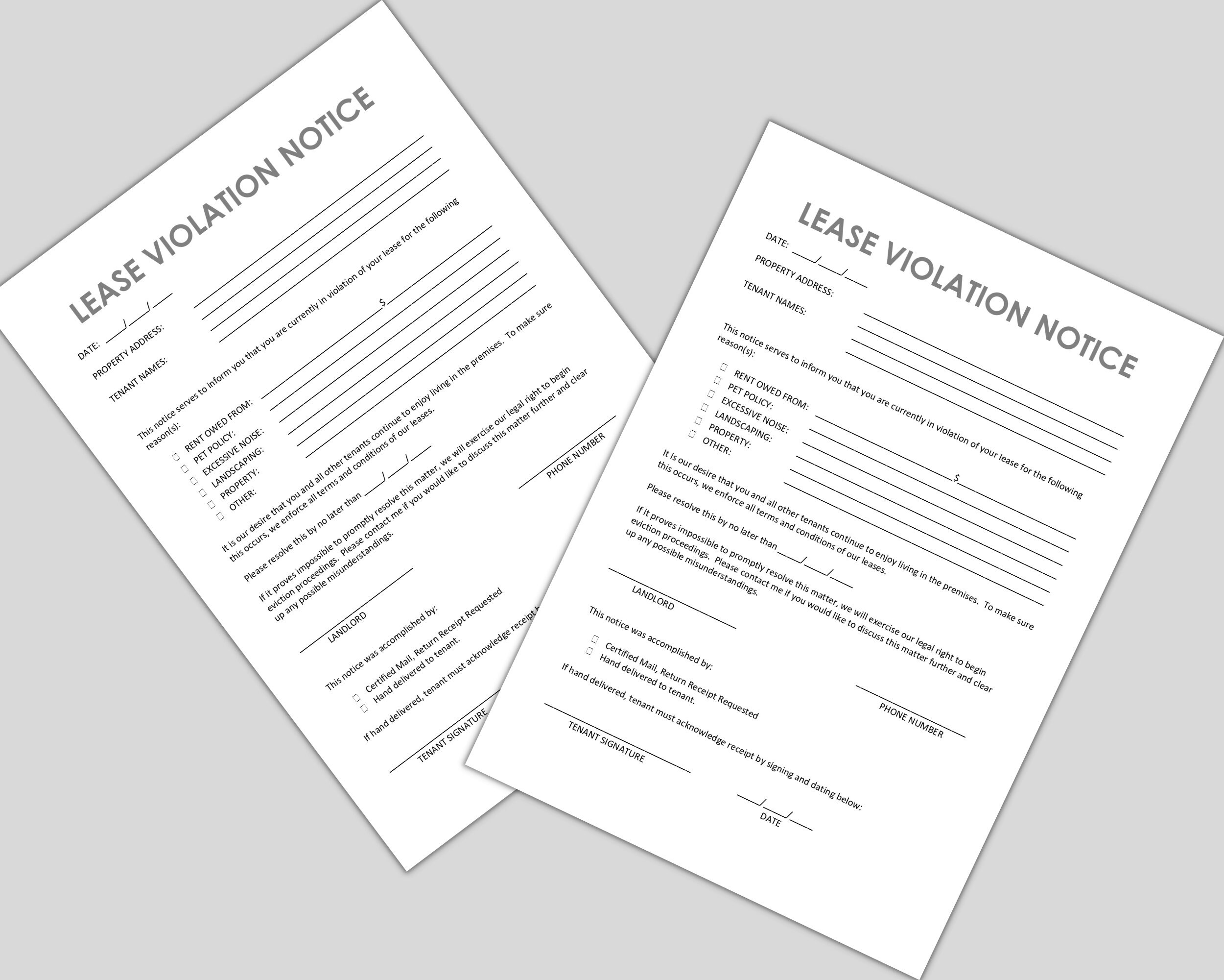 Landlord Lease Violation Notice Microsoft Word Landlord Template Tenant