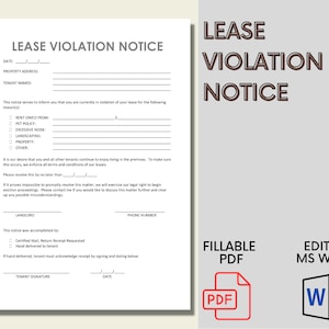 Landlord Lease Violation Notice | Microsoft Word | Landlord Template | Tenant Notice | Property Management Notice | Landlord Notice Letter