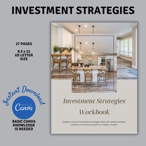 Manual de estrategia para inversores inmobiliarios / Marketing de gestión inmobiliaria / Servicios de alquiler de propiedades / Guía de inversión / Guía básica de Canva