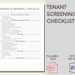 Tenant Screening Checklist Landlord Screening Checklist Landlord Form Tenant Application ...