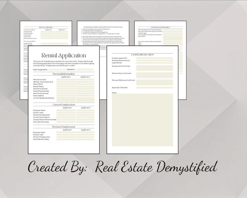 Landlord Rental Application Fillable Tenant Application Instant