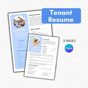 Lebenslauf für Familie und Haustier - 2 Seite Canva Bearbeitbare Vorlage