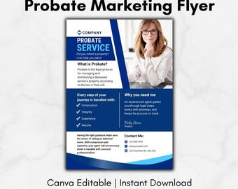 Probate Real Estate Flyer Template - Inherited Property Marketing - Canva Editable Instant Download Template