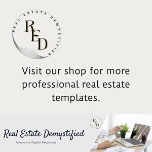 Puede incluir: Un fondo blanco con texto negro que dice "Real Estate Demystified" y "Innovative Digital Resources". El logotipo de "Real Estate Demystified" es un c&iacute;rculo con las letras "RED" dentro. El logotipo aparece dos veces en la imagen.