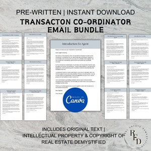 Sample Email Transction Real Estate Transaction Email Templates – Pre-written Editable Canva ...