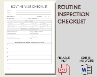 Landlord Inform Tenant Routine Visit Checklist - MS Word Editable - Use Digitally or Print
