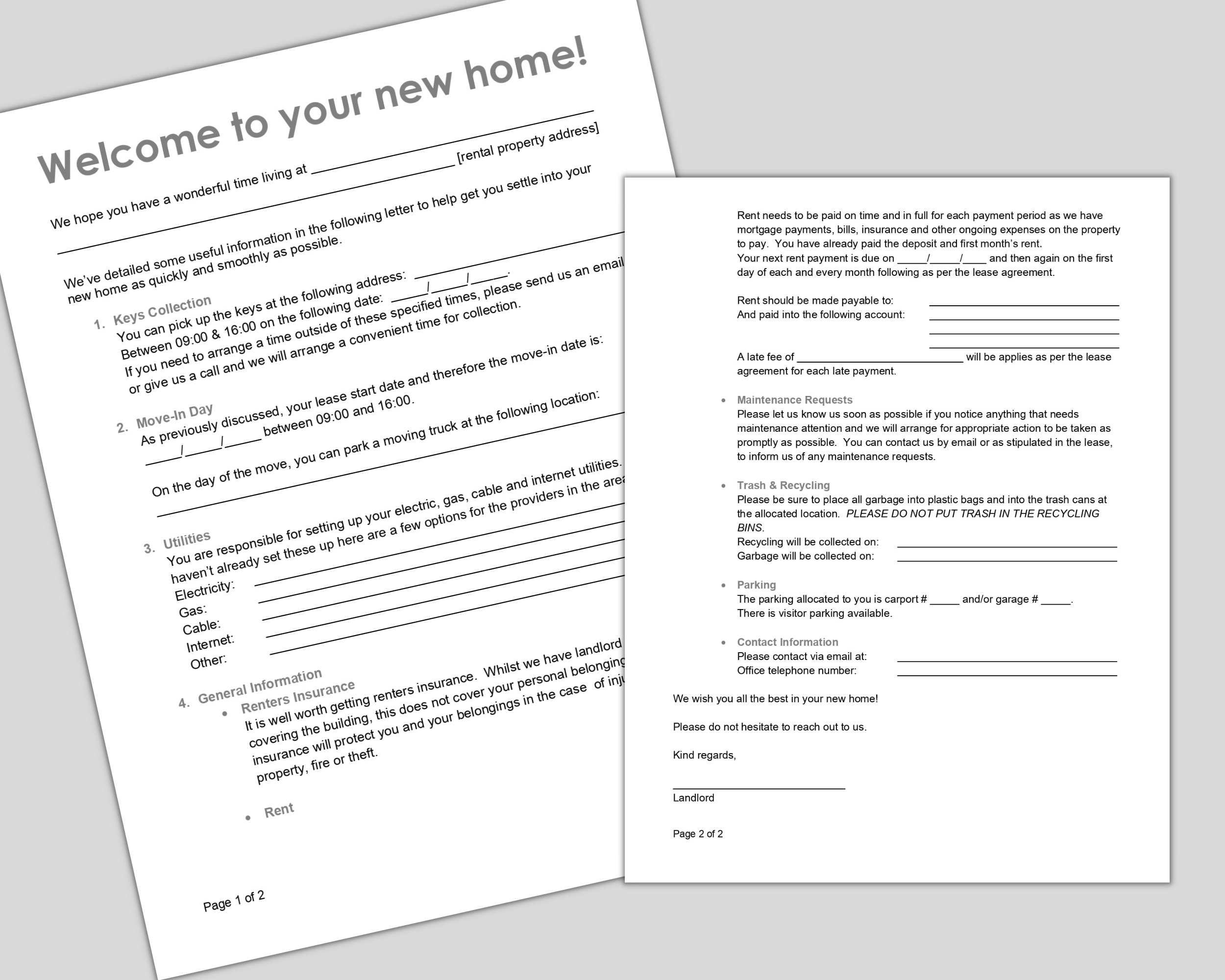 Real Estate Tenant Letter Edit in Word Letter Landlord