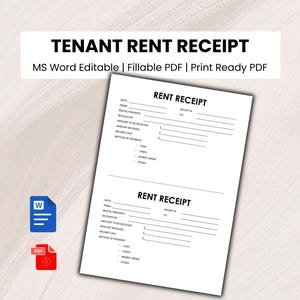 Landlord Rent Receipt to Tenant - MS Word Editable Printable Template