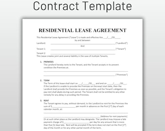 Modello di contratto di locazione residenziale modificabile / Contratto di locazione standard per proprietari / MS Word e PDF compilabile