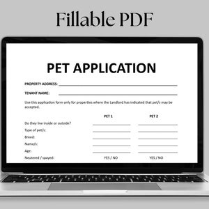 Pet Rental Application & Agreement: Fillable PDF, Editable MS Word - Etsy