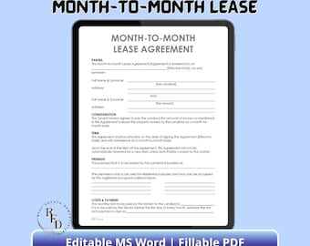 Month-to-Month Rental Agreement | Editable MS Word & PDF Template