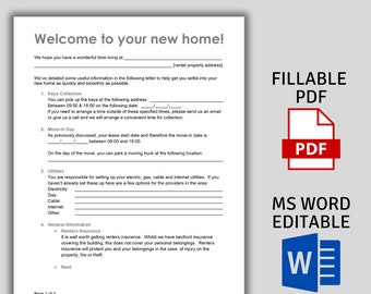 Plantilla editable de carta de bienvenida para inquilinos (MS Word y PDF)