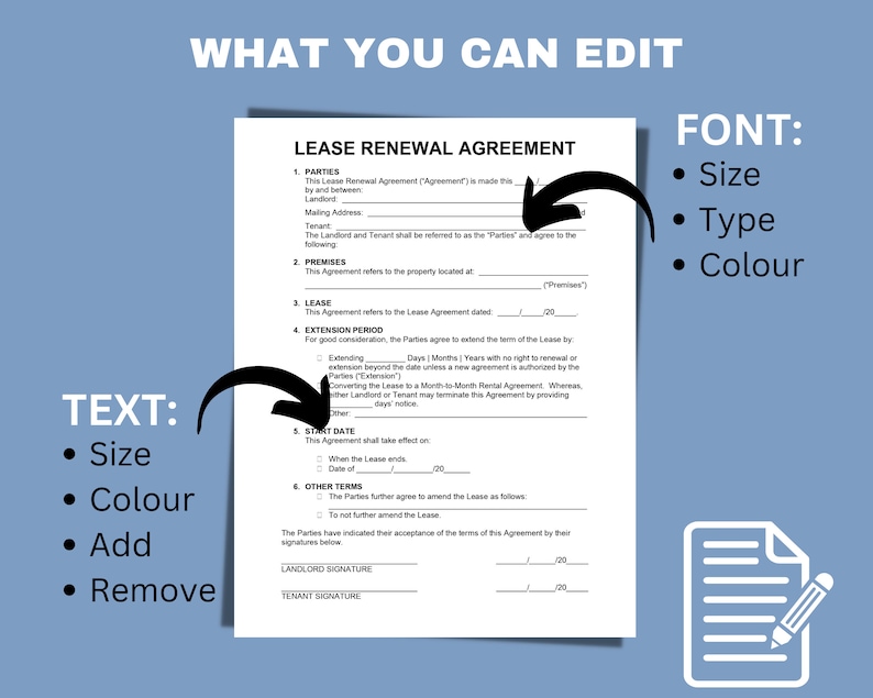 Lease Renewal Agreement Landlord and Tenant Agreement Extend Lease Period Tenancy Agreement
