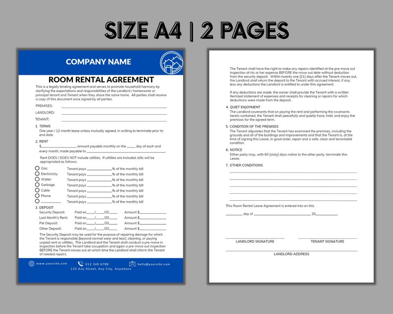 Room Rental Agreement | Lease Agreement to Share Property | Rent Room ...