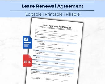Lease Renewal Agreement | Landlord Tenant Contract (MS Word, PDF)