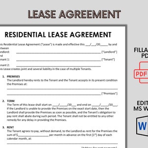 Standard Residential Lease Agreement - MS Word Editable Lease Contract