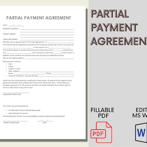 Acuerdo de pago parcial del alquiler / Acuerdo de alquiler entre propietario e inquilino / Pago del alquiler / Acuerdo entre propietario / Pago del alquiler entre inquilino y propietario / Pago del contrato de arrendamiento