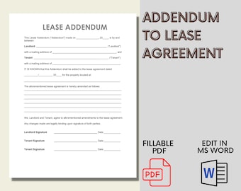 Addendum modificabile al contratto di locazione residenziale / Modulo di locazione per proprietari di immobili in formato MS Word e Google Docs